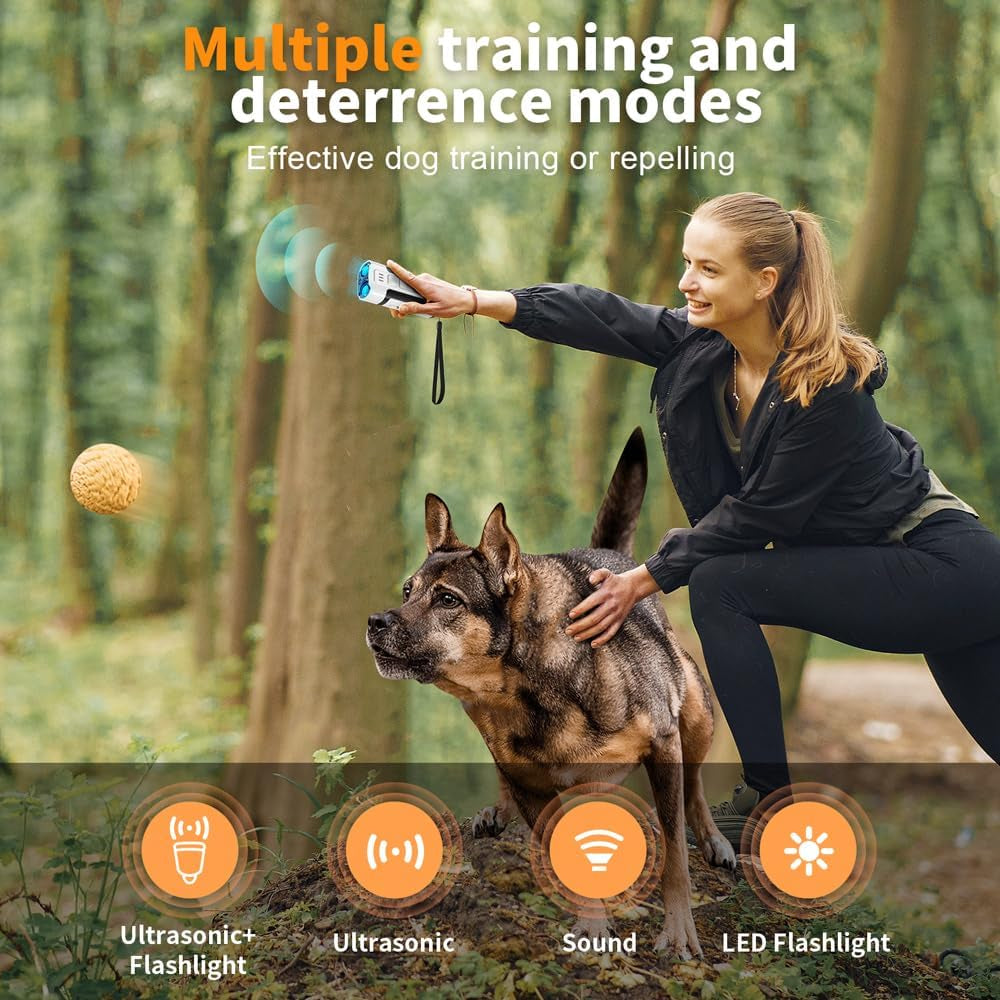 anti Barking Device for Dogs - Ultrasonic Dog Barking Stopper - Safe & Effective Dog Training & Behavior Aids - 3 Adjustable Modes, Rechargeable & Portable Dog Bark Deterrent for Indoor & Outdoor