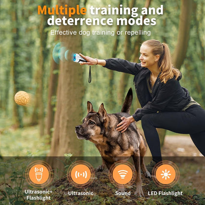 anti Barking Device for Dogs - Ultrasonic Dog Barking Stopper - Safe & Effective Dog Training & Behavior Aids - 3 Adjustable Modes, Rechargeable & Portable Dog Bark Deterrent for Indoor & Outdoor