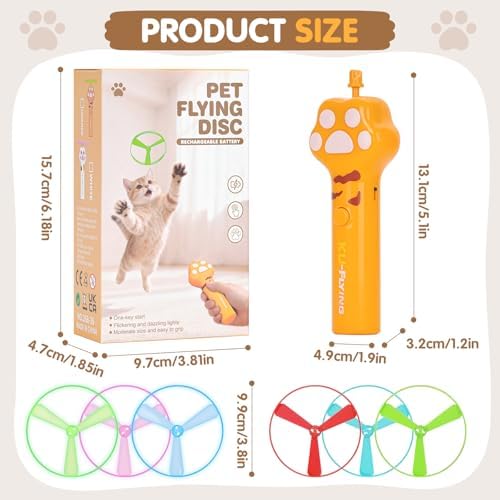 Unleash the Fun! 🎉 Rechargeable Cat Fetch Toy with 6 Flying Discs - Perfect for Indoor & Outdoor Play! 🐾✨