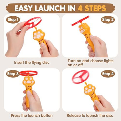 Unleash the Fun! 🎉 Rechargeable Cat Fetch Toy with 6 Flying Discs - Perfect for Indoor & Outdoor Play! 🐾✨